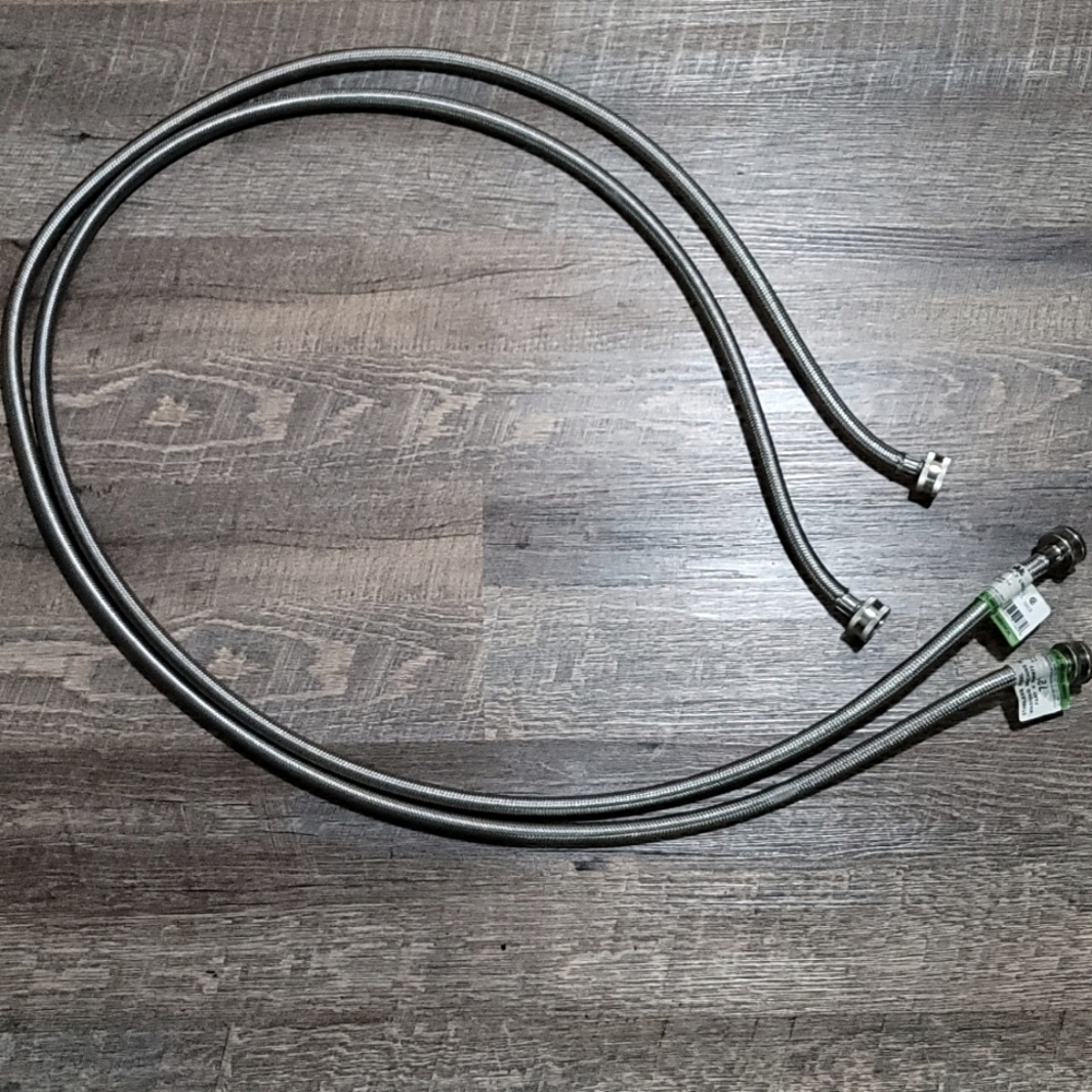 x2 stainless steel 72 inch or 6 ft long water hook up hoses for washing machine